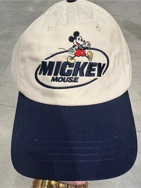 Disney Mickey Mouse Two-Tone Baseball Cap - Cream & Navy NWT